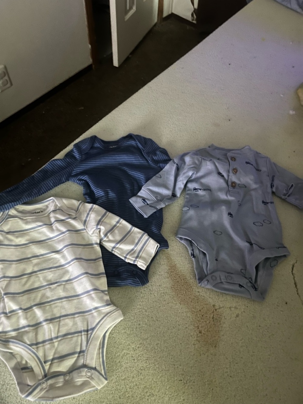 Classic Blue Stripe Baby One-Piece Bodysuit - Long Sleeve